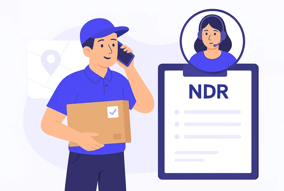 Illustration of the Vamaship team working through a list of undelivered NDR cases for a seller